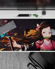 Stunning 40x20 inch anime desk pad showcasing Nezuko's gentle yet fierce spirit for fans of Demon Slayer