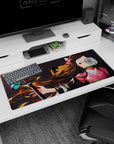 Workspace-ready 36x16 inch desk pad with Nezuko Kamado's serene art, ideal for fans of Demon Slayer