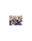 Classic anime girl mouse pad 14x10 inches with blonde girl, violet flowers, letters, typewriter desk scene.