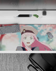 Striking 36x16 mouse pad highlights Zero Two’s signature pink hair, delicate blossoms, and intricate details in stunning visual harmony