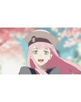 Zero Two Sakura Serenity Mouse Pad 40x20 featuring a serene cherry blossom backdrop and her iconic flowing pink hair for an enchanting anime aesthetic