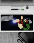 32x16 inches anime mouse pad in midnight blacks with electric lens flare and neon spirit flash energy.