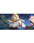 Naruto Shippuden Tsunade anime desk pad 36x16 inches with electric storm backdrop and bold ink style.