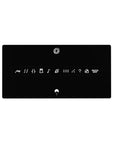 Naruto Hidden Leaf swirl with ninja symbols and Uchiha fan anime mouse pad, 32x16 inches.