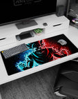 Workspace-ready 36x16 inch desk pad with Goku Black's bold flame design, ideal for Dragon Ball lovers