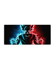 28x12 inch mouse pad featuring Goku Black unleashing dual blue and red flames for bold impact