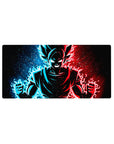 32x16 inch mouse pad featuring Goku Black unleashing dual blue and red flames for fiery intensity
