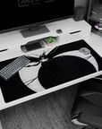 Large 40x20 inches mouse pad showcasing Ulquiorra Cifer in Segunda Etapa, with black wings, hollow energy, and haunting script for despair.