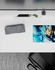 14x10 inches mouse pad featuring Vegeta in Super Saiyan Blue, perfect for bringing intense action and energy to your workspace.