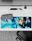 32x12 inches mouse pad with Vegeta in Super Saiyan Blue, ideal for fans who want a design that radiates power and intensity.