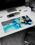 Modern 32x16 inches mouse pad with Vegeta in Super Saiyan Blue, capturing his intense determination and powerful blue energy for your desk.