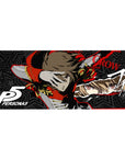 Persona 5 anime mouse pad featuring Goro Akechi in Crow form, 36x16 inches, showcasing dramatic red and gold tones.