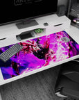Premium 40x20 inch desk pad with electrifying Goku Black design, perfect for Dragon Ball enthusiasts