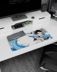 Demon Slayer mouse pad, 28x12 inches, featuring Tanjiro’s Water Breathing technique, ideal for fans seeking dynamic anime design.