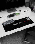 Artistic 32x12 inches mouse pad featuring Zero Two design, with bold typography and a sleek black background for a stylish, functional look.