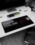 Modern 32x16 inches mouse pad featuring Zero Two design, with minimalist red and white typography on a sleek black background for a bold aesthetic.