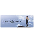 32x12 inches anime girl mouse pad with rooftop Motoko Kusanagi and bold Ghost in the Shell text.