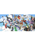 Gintama anime desk pad 36x16 inches with a lively cast racing under a bright blue sky.