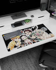 Durable 32x16 inch mouse pad with vibrant design of Tanjiro's team, perfect for gaming and anime setups