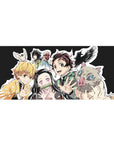 36x16 inch desk pad highlighting the Demon Slayer team with distinct personalities and powerful bond