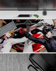 Anime mouse pad featuring Joker and Akechi from Persona 5 Royal, size 40x20 inches, showcasing intense rivalry.