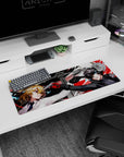 Anime mouse pad 32x12 inches featuring Joker and Akechi from Persona 5 Royal in a dynamic standoff with vivid colors.