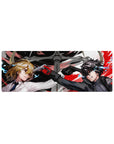 Persona 5 Royal mouse pad 32x12 inches featuring Joker and Akechi in a dynamic face-off, vibrant reds and blues.