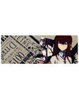 Steins;Gate anime girl mouse pad 32x12 inches with lab-style poster design, splatter and typography.