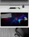 Indigo and violet gradient mouse pad 32x16 inches with inky blacks and calm dreamy sci-fi mood.