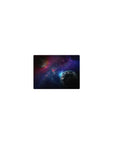 Deep-space galaxy swirl classic mouse pad 14x10 inches with planets, nebula clouds, and star specks.