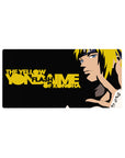 32x16 inches anime mouse pad with Minato Namikaze vector art, bold black background and gold typography.