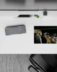Small-sized 14x10 desk mat with Jotaro design adds humorous JoJo's Bizarre Adventure energy to any desk