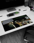 Iconic humor design on 32x16 desk mat brings JoJo's lighthearted moments to life with striking art