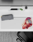 Zero Two anime mouse pad, 32x12 inches, featuring her iconic red suit and pink hair, perfect for Darling in the Franxx fans.