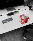 Anime mouse pad 32x16 inches featuring Zero Two from Darling in the Franxx, showcasing her iconic red suit and pink hair.