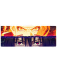 32x12 inches anime mouse pad with Naruto vs Sasuke split-wave design, sharp chakra and Sharingan eyes.
