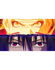 40x20 inches anime desk pad with split wave design, bold top and dark bottom, clean detailed eyes.