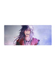 Wide anime mouse pad 28x12 inches with snowy Jiraiya desk art, smooth tracking and comfy wrist feel.