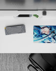 14x10 inches mouse pad featuring Okita Souji from Fate/Grand Order, blending elegant strikes with the beauty of a samurai in action.