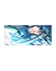 Mouse pad featuring Okita Souji from Fate/Grand Order, 28x12 inches, with graceful strikes and samurai elegance in action.