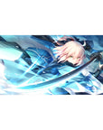 Desk pad featuring Okita Souji from Fate/Grand Order, 40x20 inches, showcasing her elegant strikes and graceful swordsmanship.