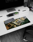 28x12 inches anime mouse pad showing a calm steel-eyed girl in uniform staring from a cracked monitor.