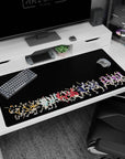 Anime volleyball players mid-stride reaching for the next point on black desk pad, 40x20 inches.
