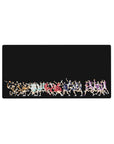 32x16 inches anime volleyball silhouette mouse pad with players sprinting on a deep black background.