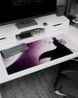 36x16 inches Naruto-inspired desk pad featuring a Sasuke-style ninja silhouette before a huge pale moon.