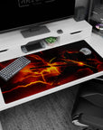 Anime mouse pad 40x20 inches featuring Zenitsu from Demon Slayer, depicted mid-flash with electric bolts and vivid colors.