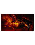 Anime mouse pad 32x16 inches featuring Zenitsu from Demon Slayer, depicted with electric bolts and fiery colors.