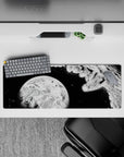 32x12 inches anime mouse pad in stark black and white, moody cosmic scene with bold contrast.
