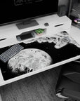 40x20 inches anime desk pad showing a caped hero falling past shattered rock toward a cold-lit planet.