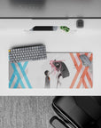 Anime mouse pad 28x12 inches featuring Zero Two and Hiro from Darling in the Franxx, capturing their intense connection.